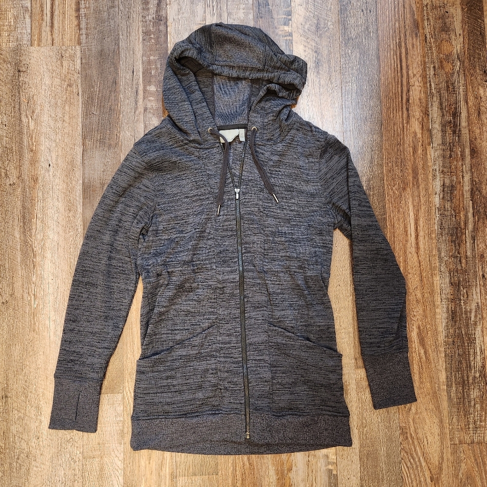Athleta Hooded Zip Up Jacket Heathered Gray